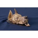 A CIRCA 1900 CONTINENTAL COLD PAINTED AND GILDED BRONZE WALL MOUNTED DOG LEAD HOLDER, in the form of