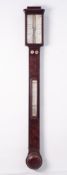 A&J CASARTELLI, LIVERPOOL, NINETEENTH CENTURY LINE INLAID FIGURED MAHOGANY STICK BAROMETER, the twin