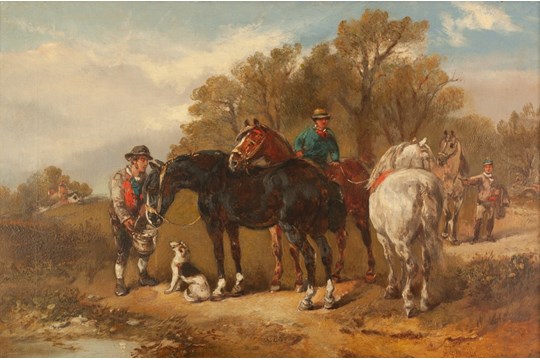 HARDEN SIDNEY MELVILLE (active 1837-1881) PAIR OF OIL PAINTINGS ON CANVAS Rural scenes with - Image 2 of 2
