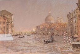 BRIAN LINDLEY (Modern) PASTEL DRAWING ON BUFF PAPER 'Grand Canal, Venice' Signed lower left,