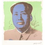 ANDY WARHOL (AMERICAN 1928 - 1987) COLOURED LITHGRAPHIC PRINT ON ARCHES PAPER 'MAO ZEDONG' Signed in