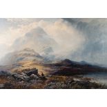 GEORGE BLACKIE STICKS (1843-1938) OIL PAINTING ON CANVAS 'Grampian Hills - Storm Clearing off'