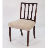 SET OF FIVE LATE 19th CENTURY GEORGIAN REVIVAL MAHOGANY DINING CHAIRS, the reeded rectangular