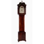 GEORGE III MAHOGANY LONGCASE CLOCK SIGNED TROTTER, JEDBURGH, the 12" painted dial with subsidiary