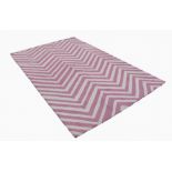 'HERITAGE' CHINESE 100% WOOL, HAND WORKED LOOP PILE CARPET, with all-over pink and white chevron