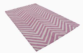 'HERITAGE' CHINESE 100% WOOL, HAND WORKED LOOP PILE CARPET, with all-over pink and white chevron