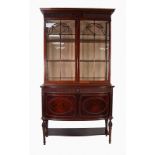 GOOD QUALITY EARLY TWENTIETH CENTURY SHERATON REVIVAL CARVED DARK MAHOGANY LARGE DISPLAY CABINET,