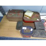 A SMALL GROUP OF TINS AND DECORATIVE BOXES VARIOUS