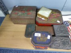 A SMALL GROUP OF TINS AND DECORATIVE BOXES VARIOUS