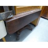 A REGENCY MAHOGANY PEMBROKE TABLE, THE SOLID TOP HAVING CANTED CORNERS OVER SINGLE END DRAWER,