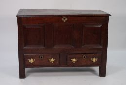 EIGHTEENTH CENTURY OAK MULE CHEST, of typical form, the front with three fielded panels above a pair