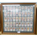 A FRAMED SET OF 50 JOHN PLAYERS CRICKETERS OF 1934 CIGARETTE CARDS