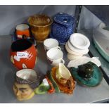 ART DECO AND LATER CERAMICS, to include: SHELLEY OBLONG ASHTRAY, SMALL JUG AND PAIR OF ARMORIAL