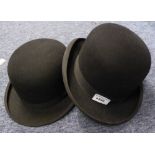 CHRISTY'S, LONDON, GENTLEMAN'S BLACK BOWLER HAT, AND ANOTHER, LABELLED BUCKLEY AND PROCKTER LTD.