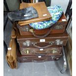 FOUR SMALL LEATHER SUITCASES, A LEATHER SATCHEL AND TWO OTHER SMALL LEATHER BAGS (7)