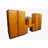 FOUR PIECE EPSTEIN ART DECO BIRDS EYE MAPLE BEDROOM SUITE, comprising: LADIES TWO DOOR WARDROBE,