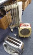 PIFCO ELECTRIC OIL FILLED COLUMN RADIATOR, A LARGE STAINLESS STEEL TOASTER AND TWO CAVALIER