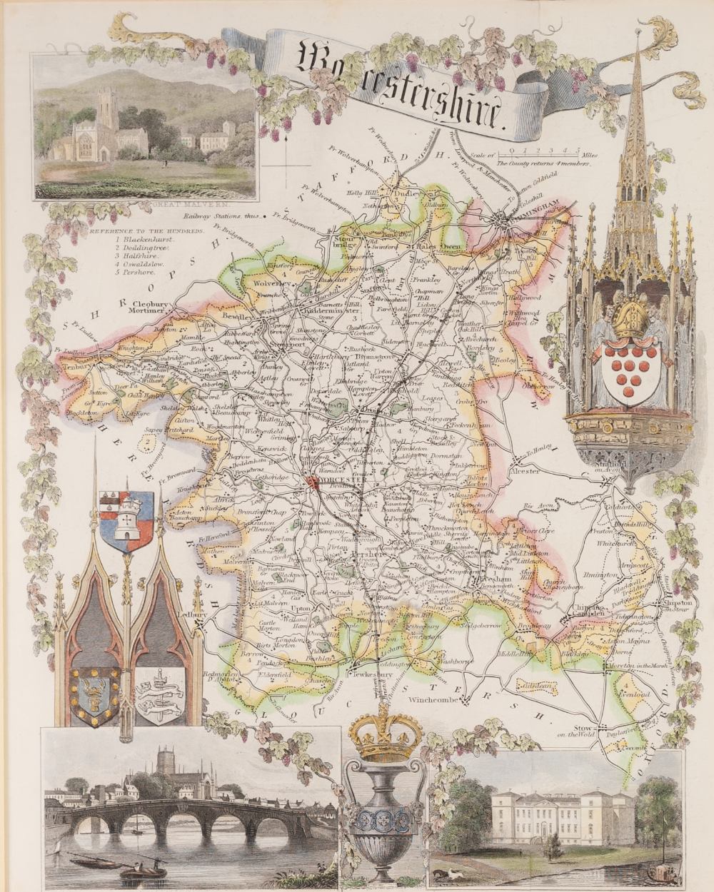 ANTIQUE HAND COLOURED MAP OF MONMOUTHSHIRE BY JOHN CARY, 10 ¼" x 8 ¼" (26cm x 21cm) AND EIGHT - Image 3 of 9