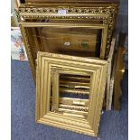 EIGHT GILT PICTURE FRAMES AND THREE PICTURES VARIOUS