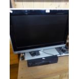 PHILIPS FLAT SCREEN TELEVISION WITH PHILIPS VIDEO RECORDS AND A TESCO DVD PLAYER