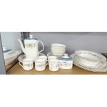 A ROYAL DOULTON CHINA 'PASTORALE' PATTERN DINNER SERVICE TO INCLUDE; COFFEE JUG, 5 CUPS, SUGAR BOWL,
