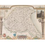 ANTIQUE HAND COLOURED MAP OF MONMOUTHSHIRE BY JOHN CARY, 10 ¼" x 8 ¼" (26cm x 21cm) AND EIGHT