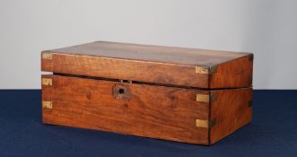VICTORIAN BRAS BOUND FIGURED WALNUT PORTABLE WRITING SLOPE, of typical form, the interior with