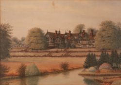 ALFRED S WATSON (EARLY TWENTIETH CENTURY) WATERCOLOUR DRAWING View of Bramall Hall Signed and