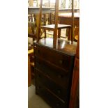 AN OAK CHEST OF FOUR LONG DRAWERS, AND AN OAK TWO TIER SQUARE JARDINIERE STAND (2)