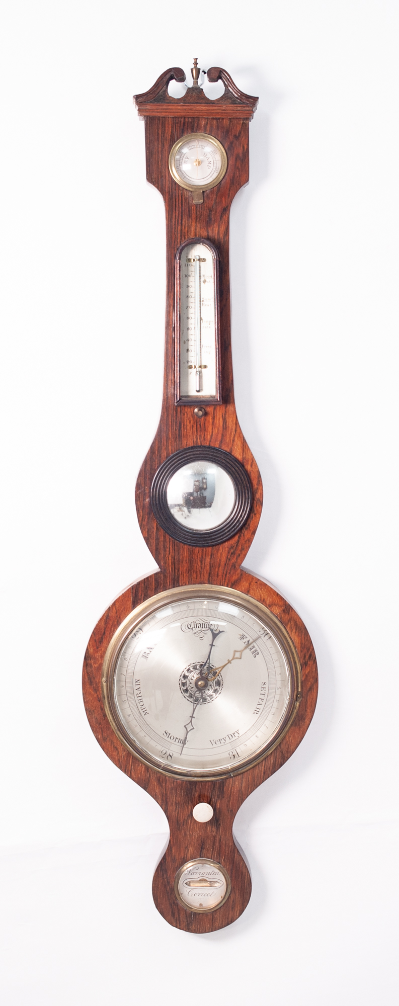 LATE NINETEENTH CENTURY ROSEWOOD CASED BANJO BAROMETER, of typical form, the 8" dial housed in a