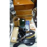 MINOR COLLECTABLE'S TO INCLUDE; FOUR VARIOUS BOXES, EBONY DRESSING TABLE WARES, CARD GAMES, DOMINOES