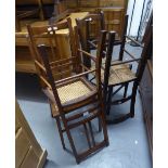 A PAIR OF EDWARDIAN MAHOGANY SIDE/BEDROOM CHAIRS, WITH INSET CANE SEAT AND ANOTHER PAIR SIMILAR