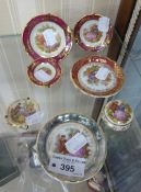 A SMALL COLLECTION OF LIMOGES MINIATURES TO INCLUDE; A GRADUATED TRIO OF PLATES AND OTHERS