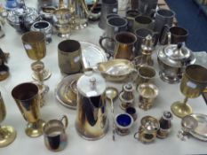 QUANTITY OF HAMMERED PEWTER AND VARIOUS OTHER PLATED WARES