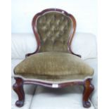 AN EARLY VICTORIAN MAHOGANY FRAMED OPEN ARMCHAIR