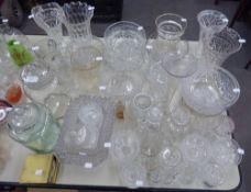 A QUANTITY OF CUT GLASS TO INCLUDE; BOWLS, VASES, DISHES ETC....