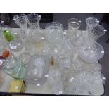 A QUANTITY OF CUT GLASS TO INCLUDE; BOWLS, VASES, DISHES ETC....