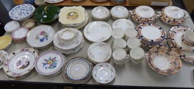 A SELECTION OF DINNER WARES TO INCLUDE 'DUNBLANE' BURSLEM TUREENS AND MEAT PLATES, A VICTORIAN TEA