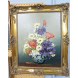 AN OIL PAINTING VASE OF FLOWERS