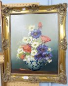 AN OIL PAINTING VASE OF FLOWERS