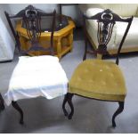 A SET OF THREE EDWARDIAN DRAWING ROOM CHAIRS AND A TRI-POD WINE TABLE