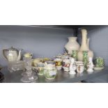 CERAMICS - MIXED LOT TO INCLUDE; ROYAL WORCESTER EWER, 12 1/2" HIGH, PART DRESSING TABLE SET, PART