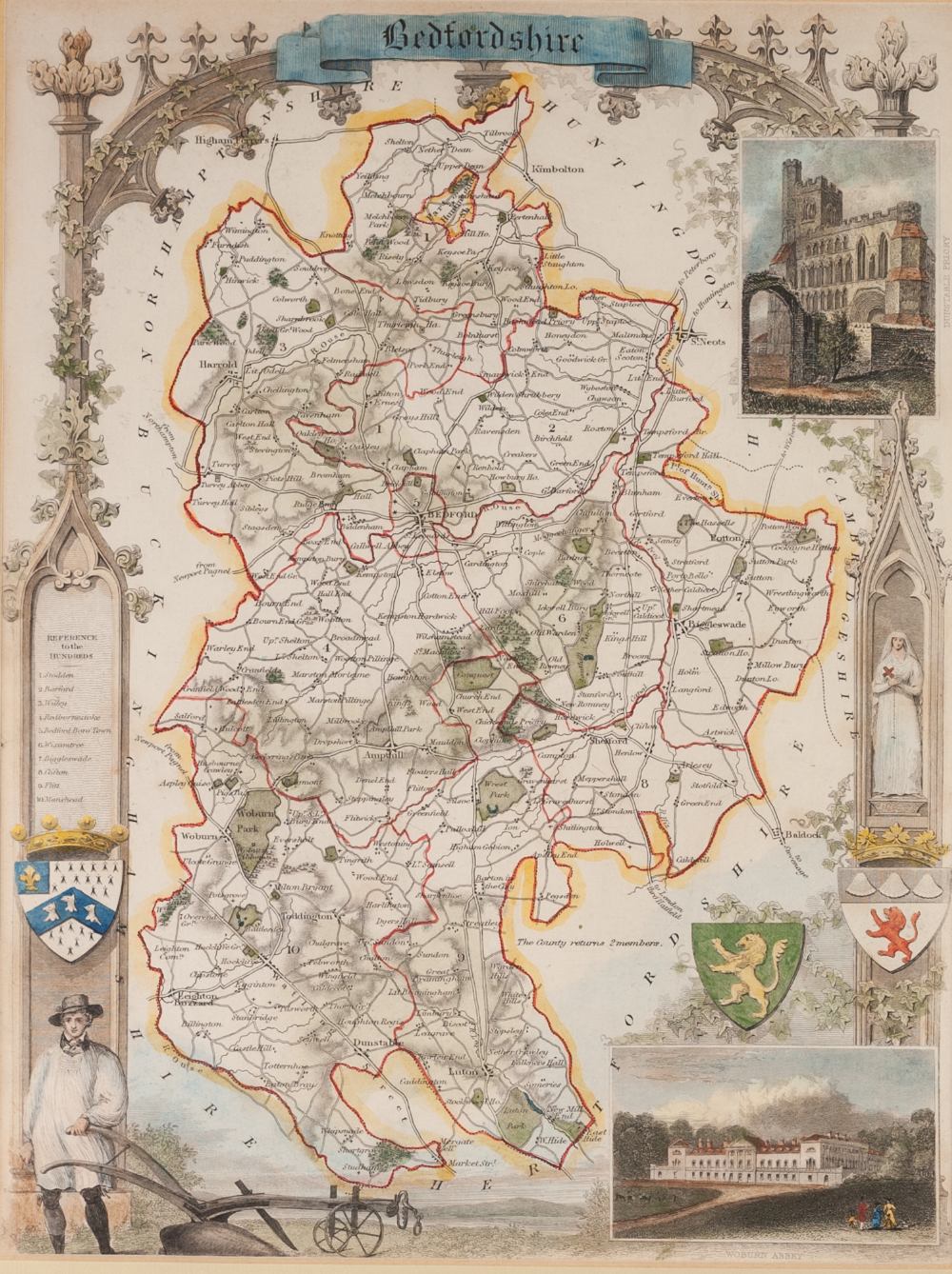ANTIQUE HAND COLOURED MAP OF MONMOUTHSHIRE BY JOHN CARY, 10 ¼" x 8 ¼" (26cm x 21cm) AND EIGHT - Image 8 of 9
