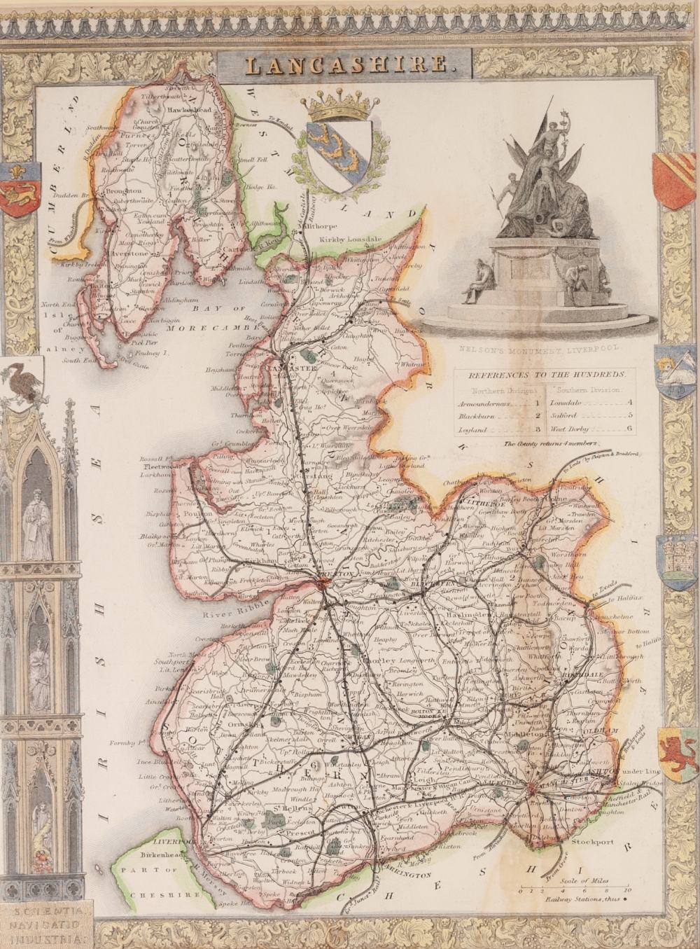 ANTIQUE HAND COLOURED MAP OF MONMOUTHSHIRE BY JOHN CARY, 10 ¼" x 8 ¼" (26cm x 21cm) AND EIGHT - Image 5 of 9