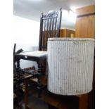 A WHITE LOOM TUB CHAIR AND A MATCHING LINEN RECEIVER AND AN OAK DINING CHAIR (3)