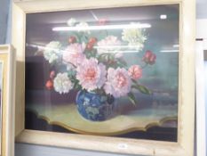 A LARGE COLOUR PRINT, STILL LIFE, 'FLOWERS'