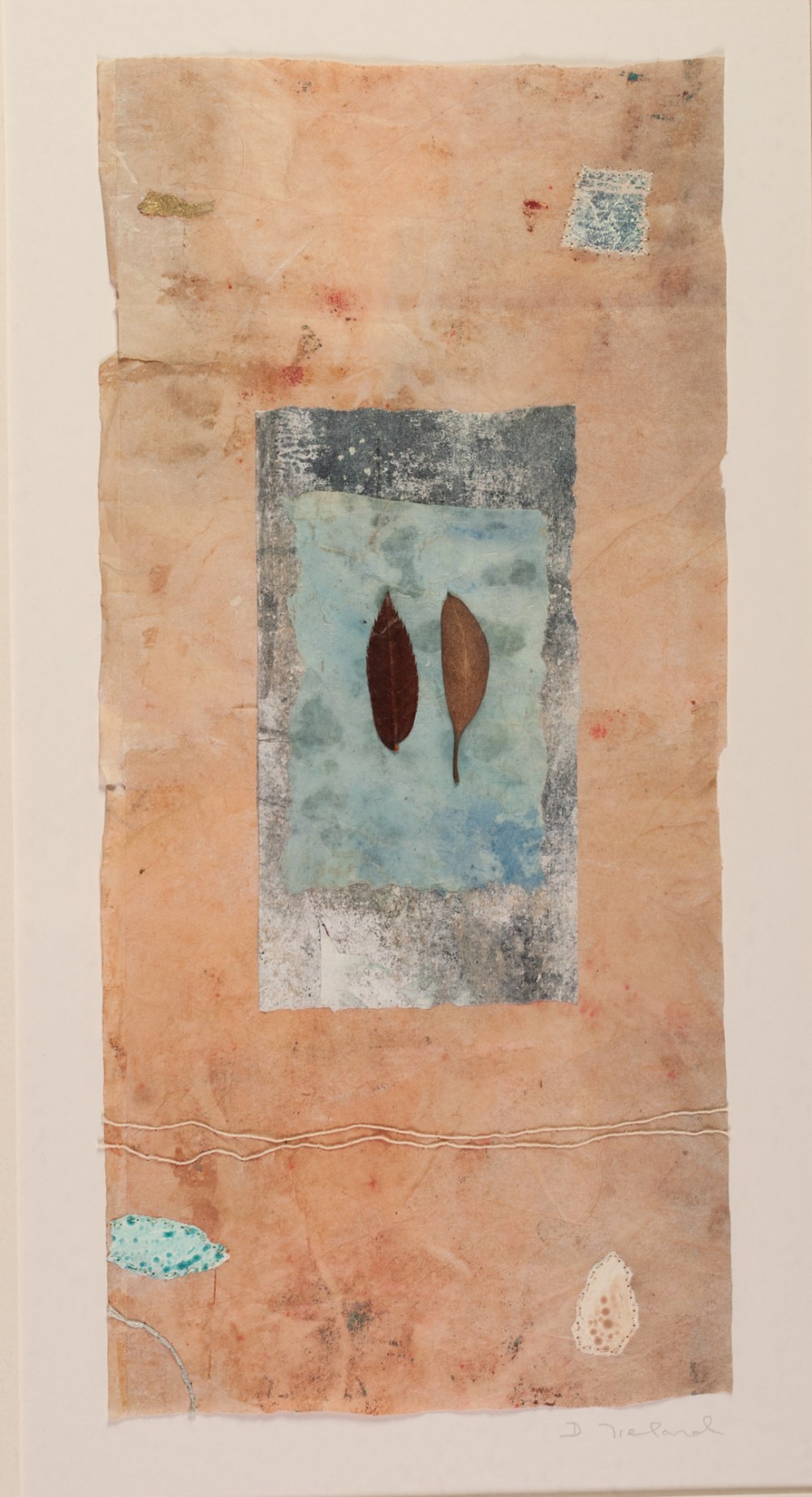 D. IRELAND (TWENTIETH/ TWENTY FIRST CENTURY) MIXED MEDIA ON PAPER Two leaves Signed 14" x 6 ½" (35.