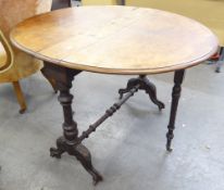 EDWARDIAN BURR WALNUTWOOD NARROW DROP-LEAF TABLE