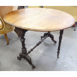 EDWARDIAN BURR WALNUTWOOD NARROW DROP-LEAF TABLE