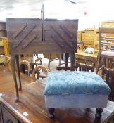 REPRODUCTION CANTILEVER SEWING BOX AND A FOOT STOOL WITH HINGED LID
